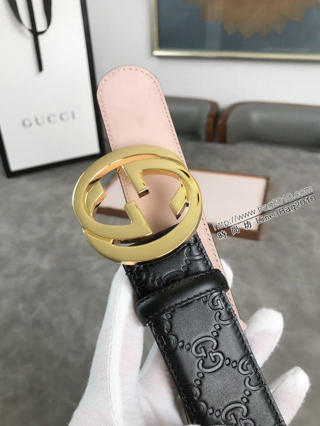 Gucci經典皮帶 古奇雙G拋光腰帶 411924  jjp2065